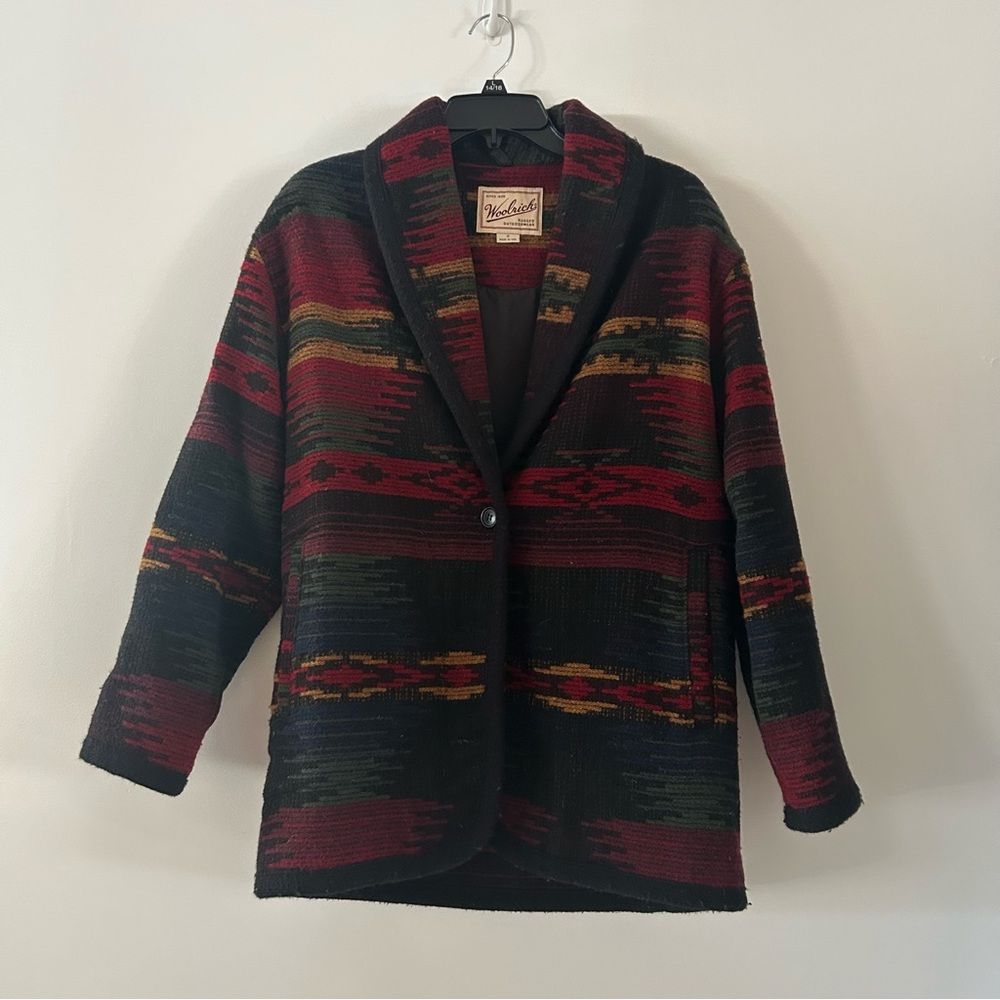 Woolrich Rugged Outdoorwear USA RARE Aztec Pattern Jacket Cardigan